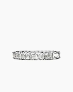 DY Eden Eternity Band Ring Platinum with Emerald Diamonds, 3.5mm