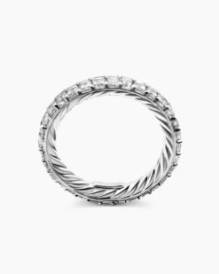 DY Eden Eternity Band Ring Platinum with Emerald Diamonds, 3.5mm