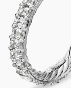 DY Eden Eternity Band Ring Platinum with Emerald Diamonds, 3.5mm