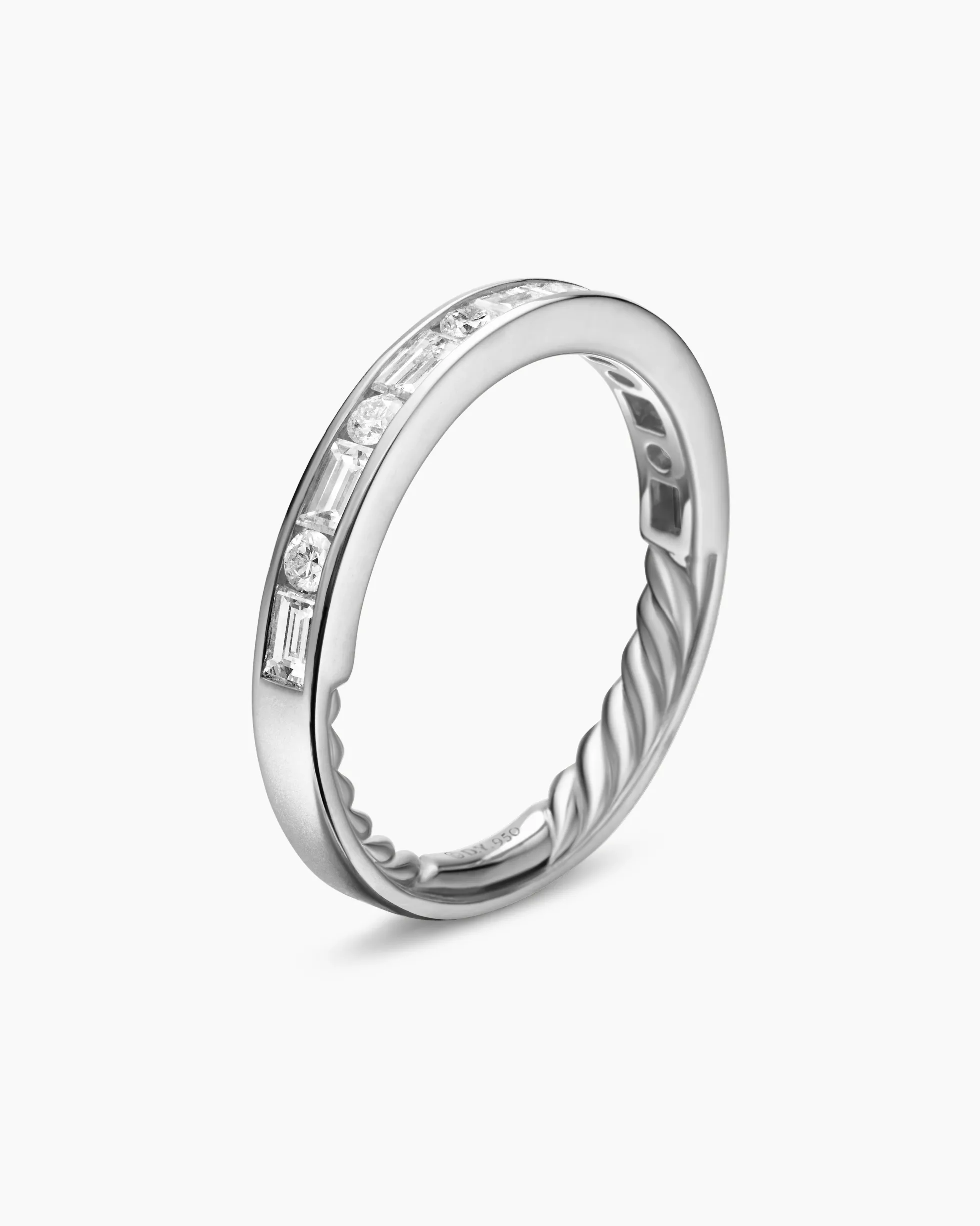DY Eden Partway Alternating Diamond Band Ring Platinum with Diamonds, 2.8mm