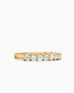 DY Eden Partway Band Ring 18K Yellow Gold with Baguette Diamonds, 2mm