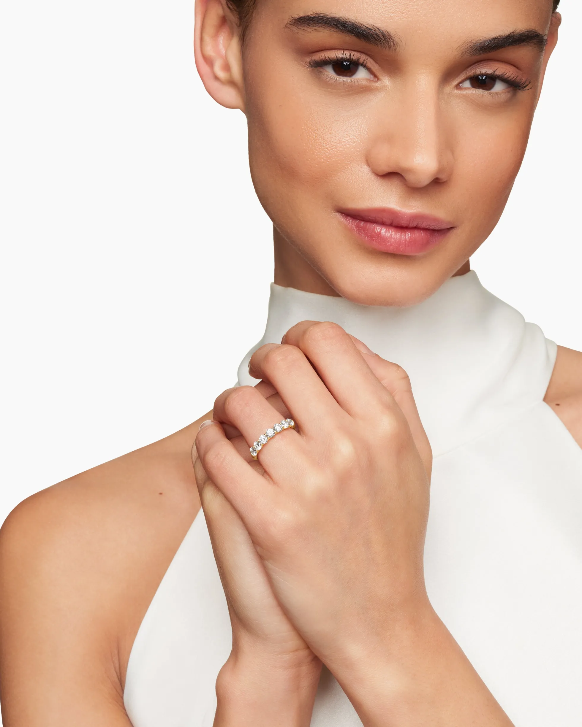 DY Eden Partway Band Ring 18K Yellow Gold with Diamonds, 3.4mm