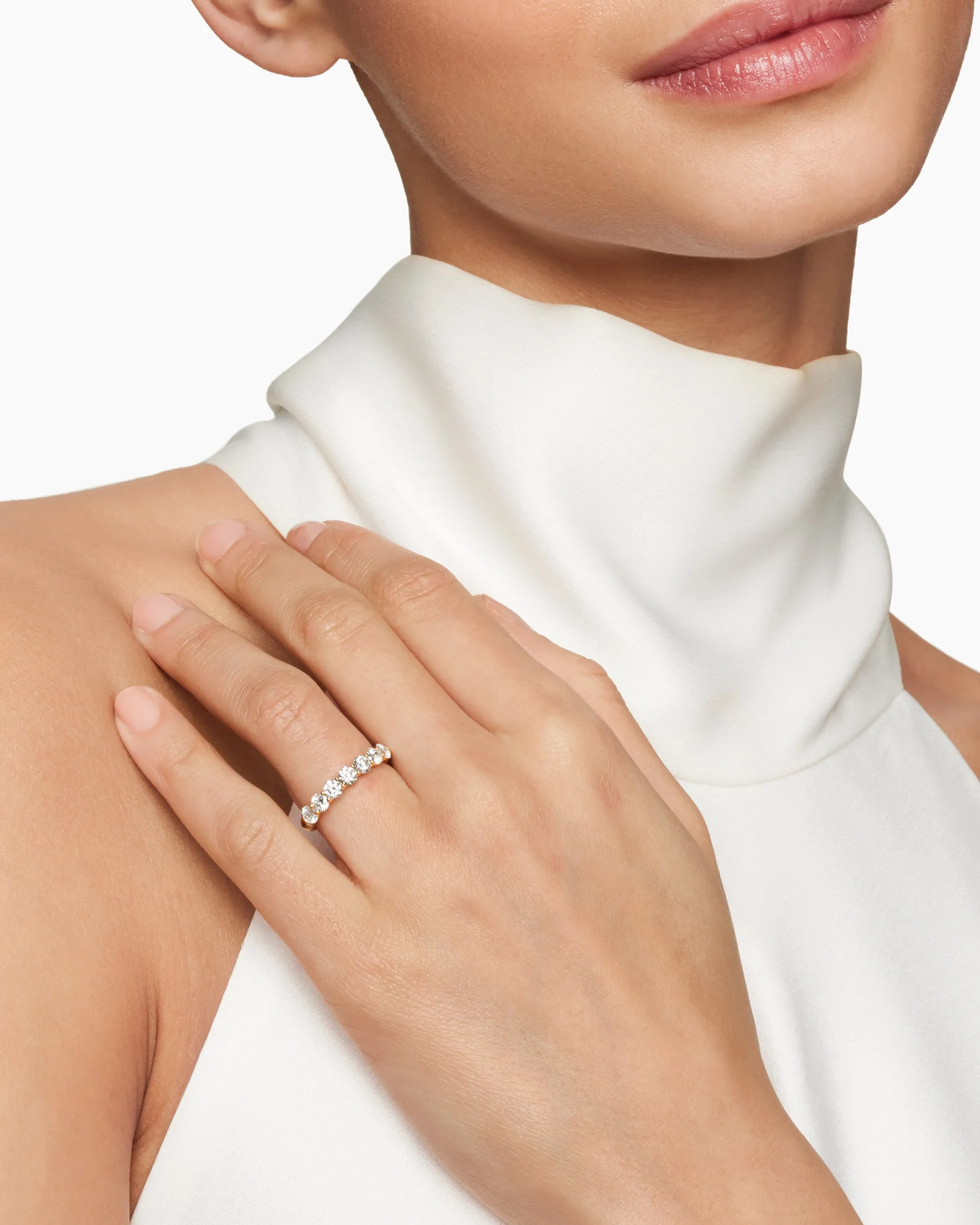 DY Eden Partway Band Ring 18K Yellow Gold with Diamonds, 3.4mm