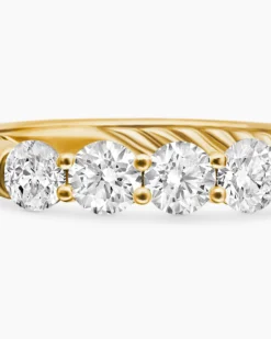 DY Eden Partway Band Ring 18K Yellow Gold with Diamonds, 2.5mm