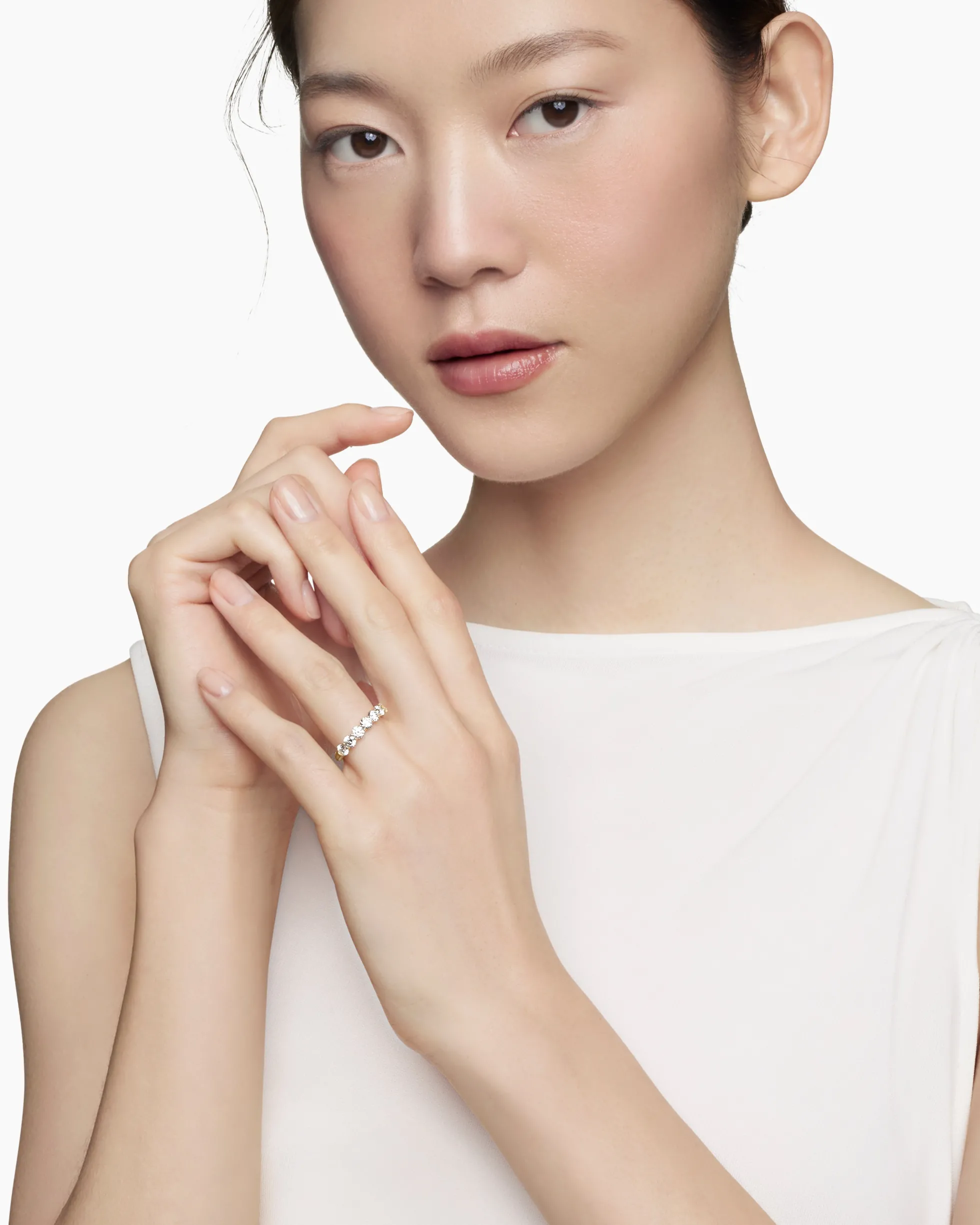 DY Eden Partway Band Ring 18K Yellow Gold with Diamonds, 2.5mm