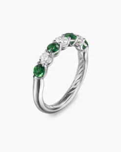 DY Eden Partway Band Ring Platinum with Tsavorites and Diamonds, 3.4mm