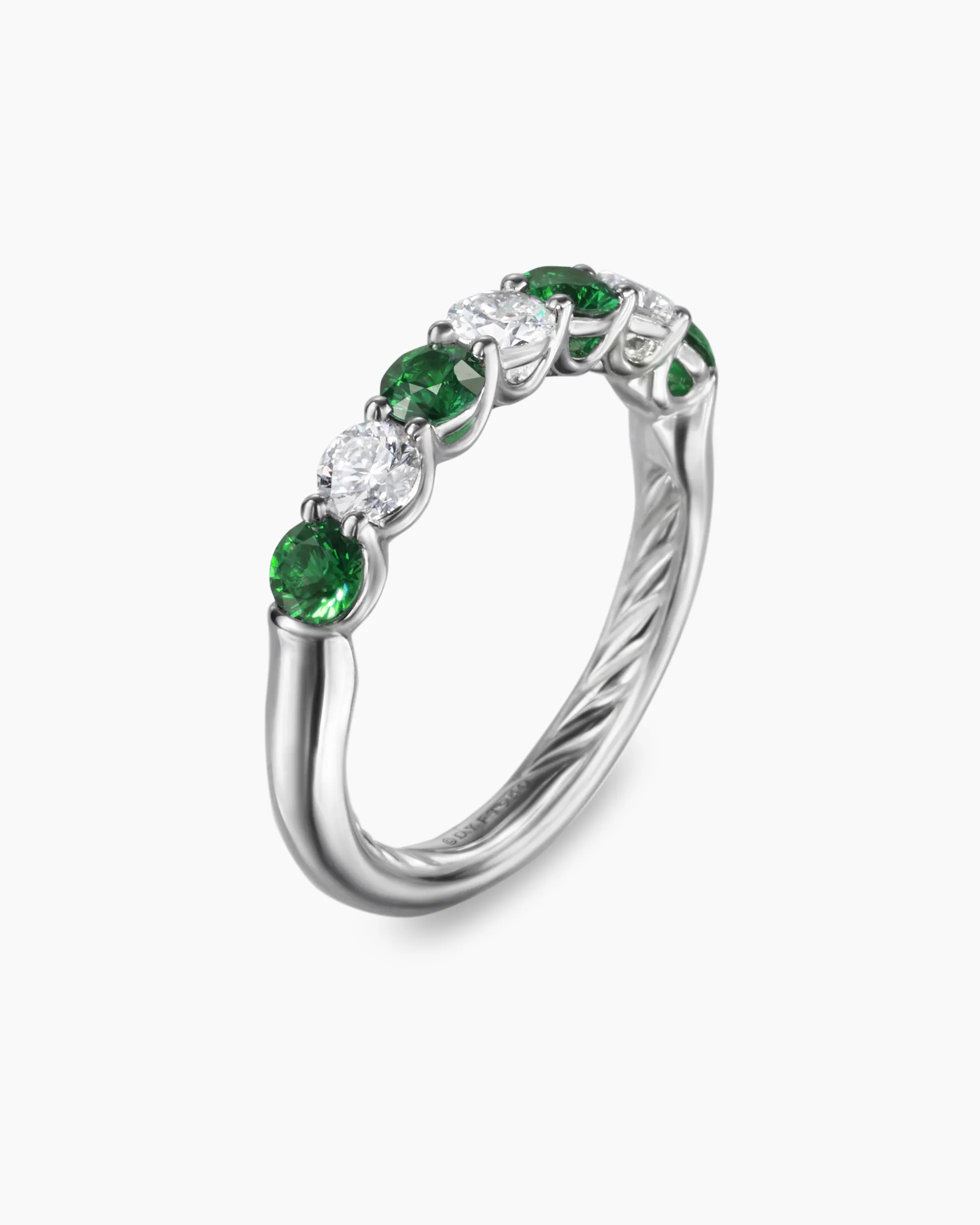 DY Eden Partway Band Ring Platinum with Tsavorites and Diamonds, 3.4mm