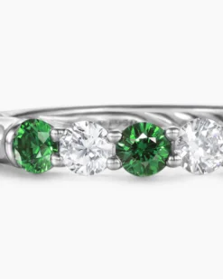 DY Eden Partway Band Ring Platinum with Tsavorites and Diamonds, 3.4mm