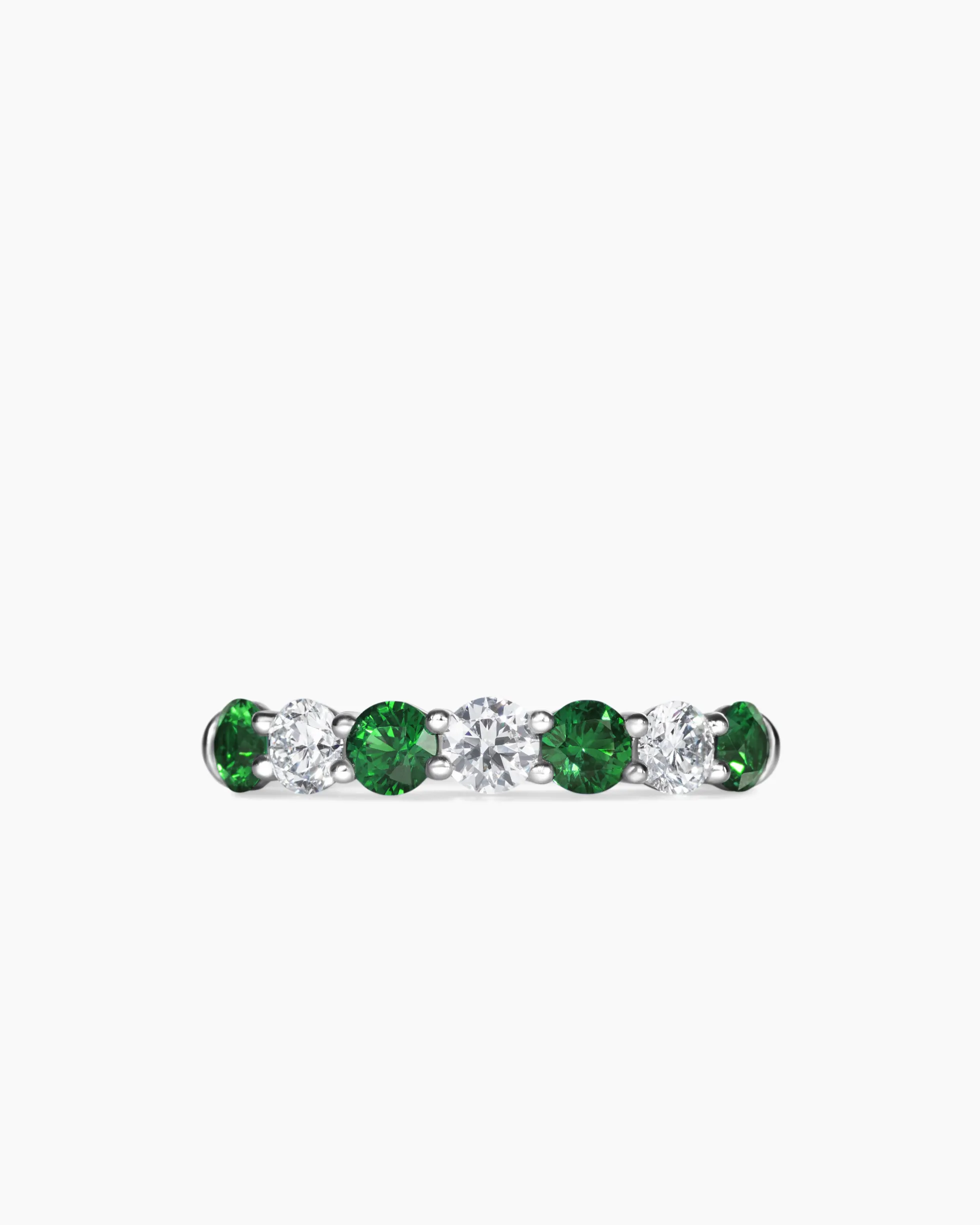 DY Eden Partway Band Ring Platinum with Tsavorites and Diamonds, 3.4mm