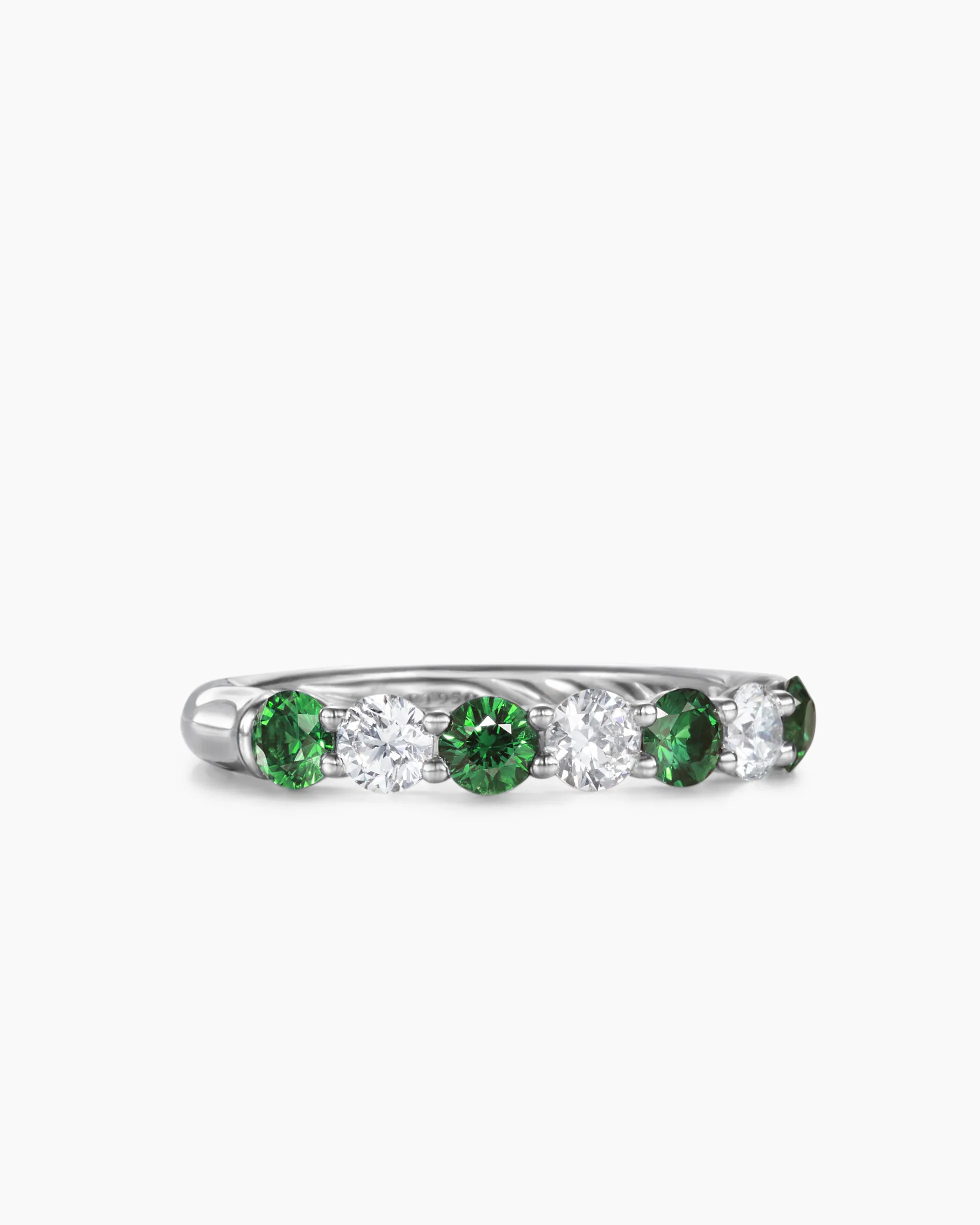 DY Eden Partway Band Ring Platinum with Tsavorites and Diamonds, 3.4mm