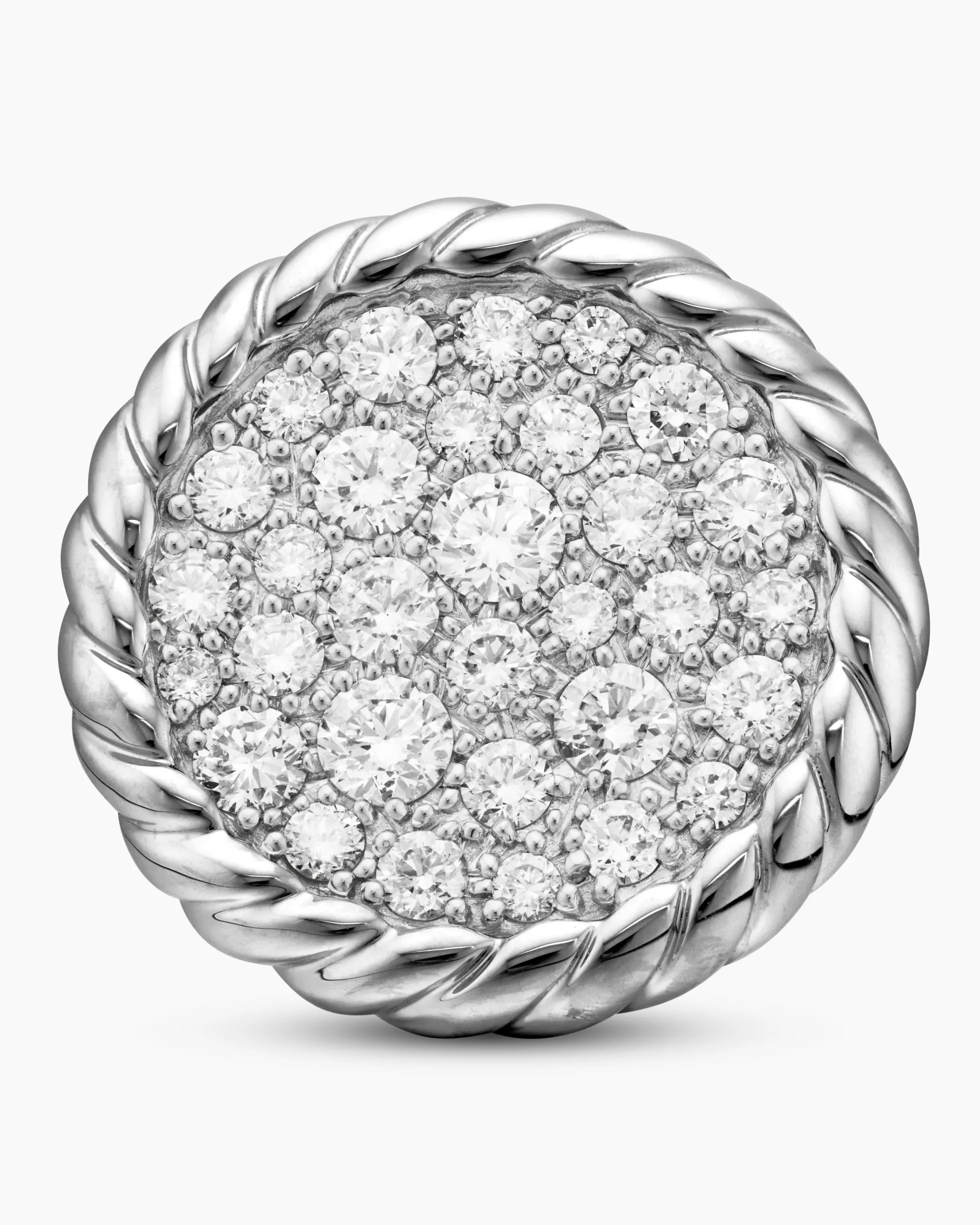 DY Elements® Button Stud Earrings Sterling Silver with Diamonds, 13.6mm