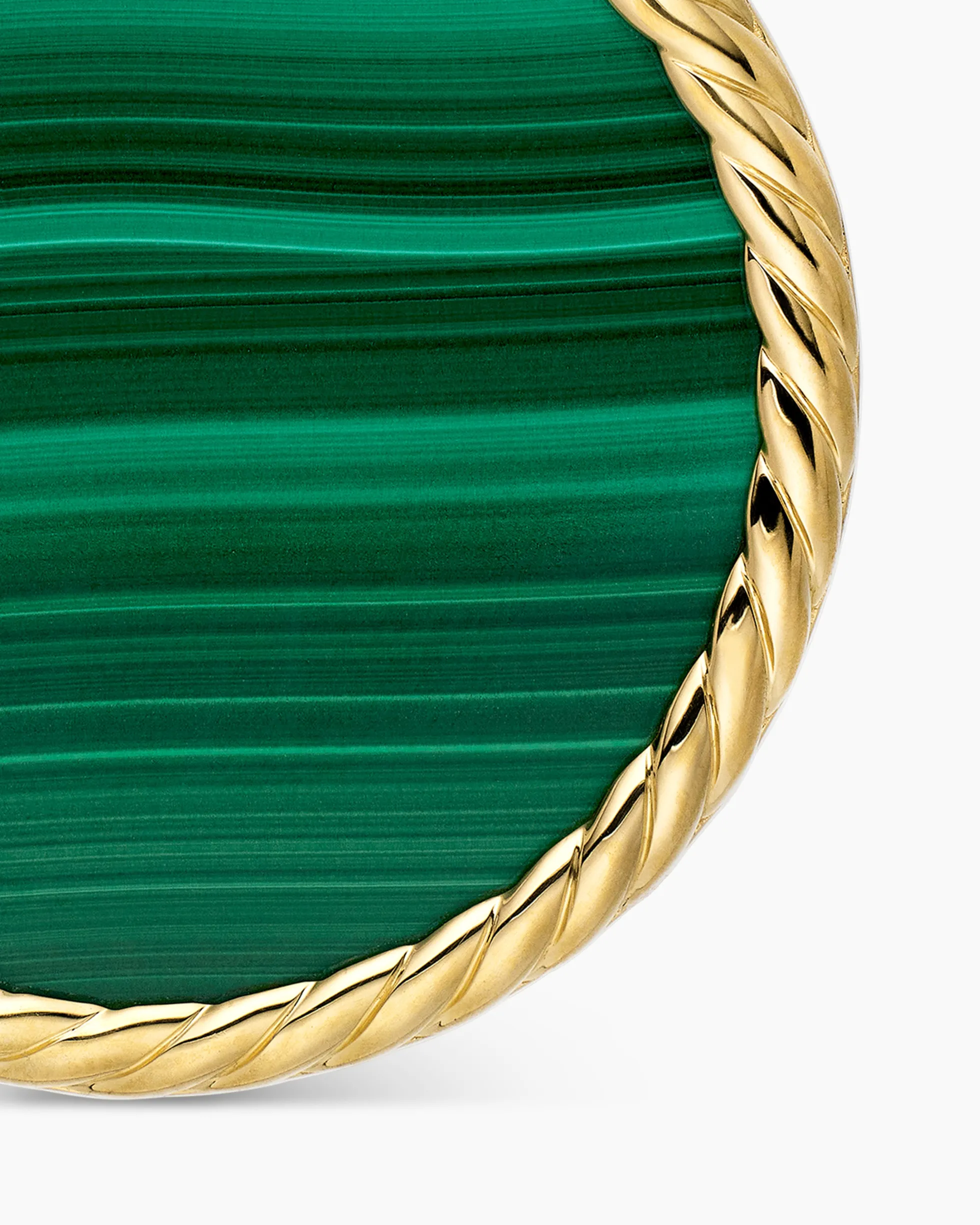 DY Elements® Disc Pendant 18K Yellow Gold with Malachite and Diamond Rim, 24mm