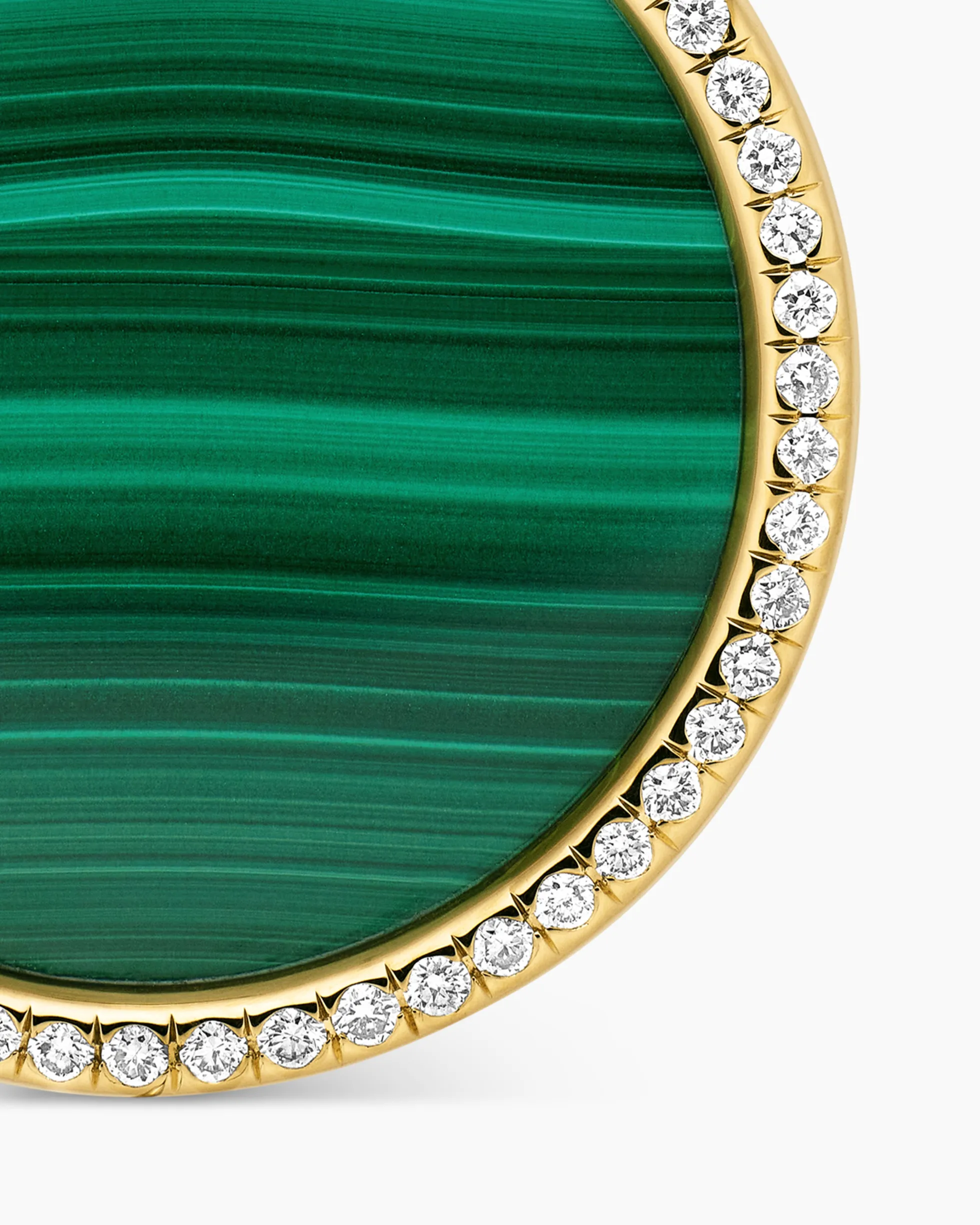DY Elements® Disc Pendant 18K Yellow Gold with Malachite and Diamond Rim, 24mm