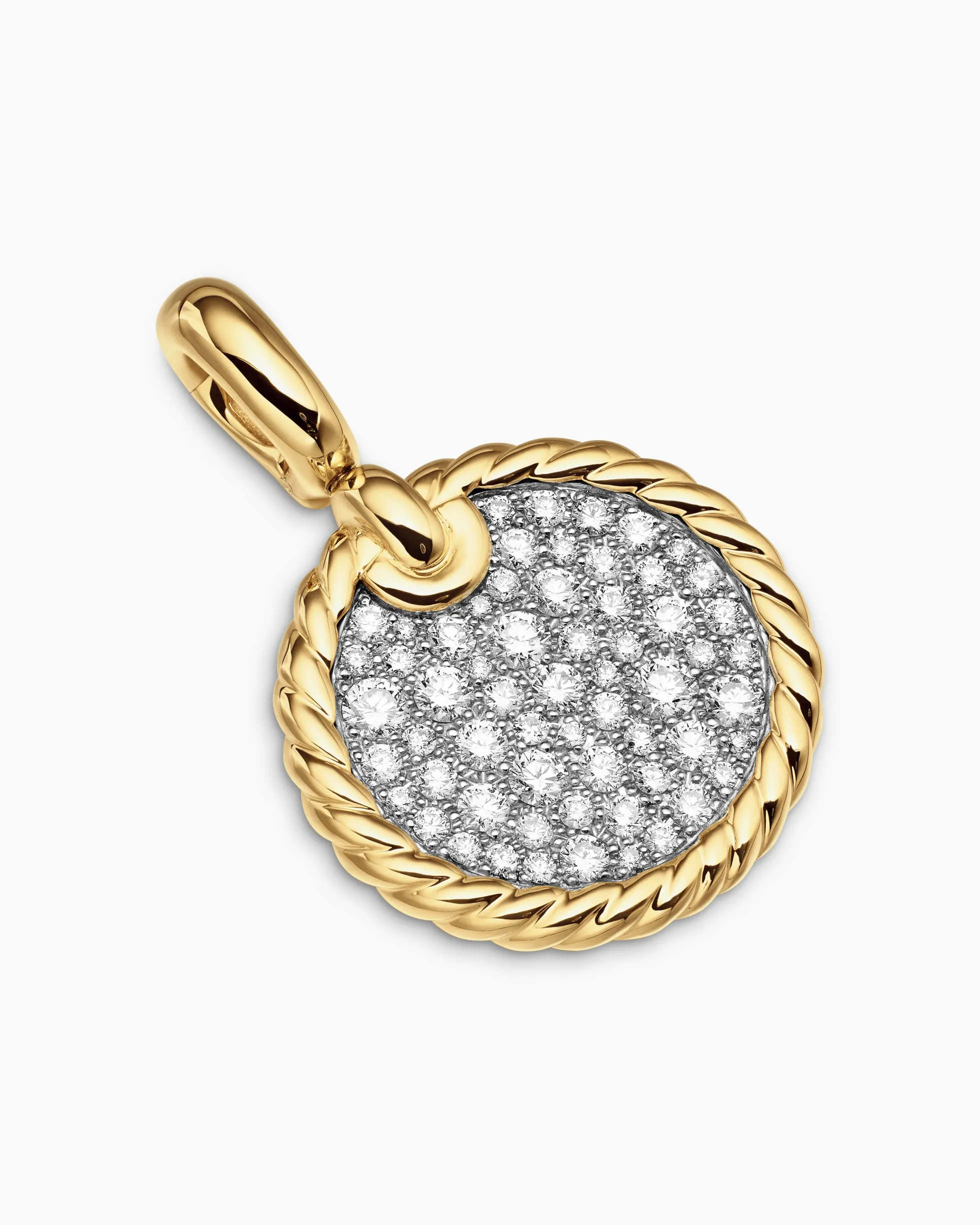 DY Elements® Disc Pendant 18K Yellow Gold with Diamonds, 14mm