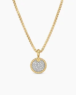 DY Elements® Disc Pendant 18K Yellow Gold with Diamonds, 14mm