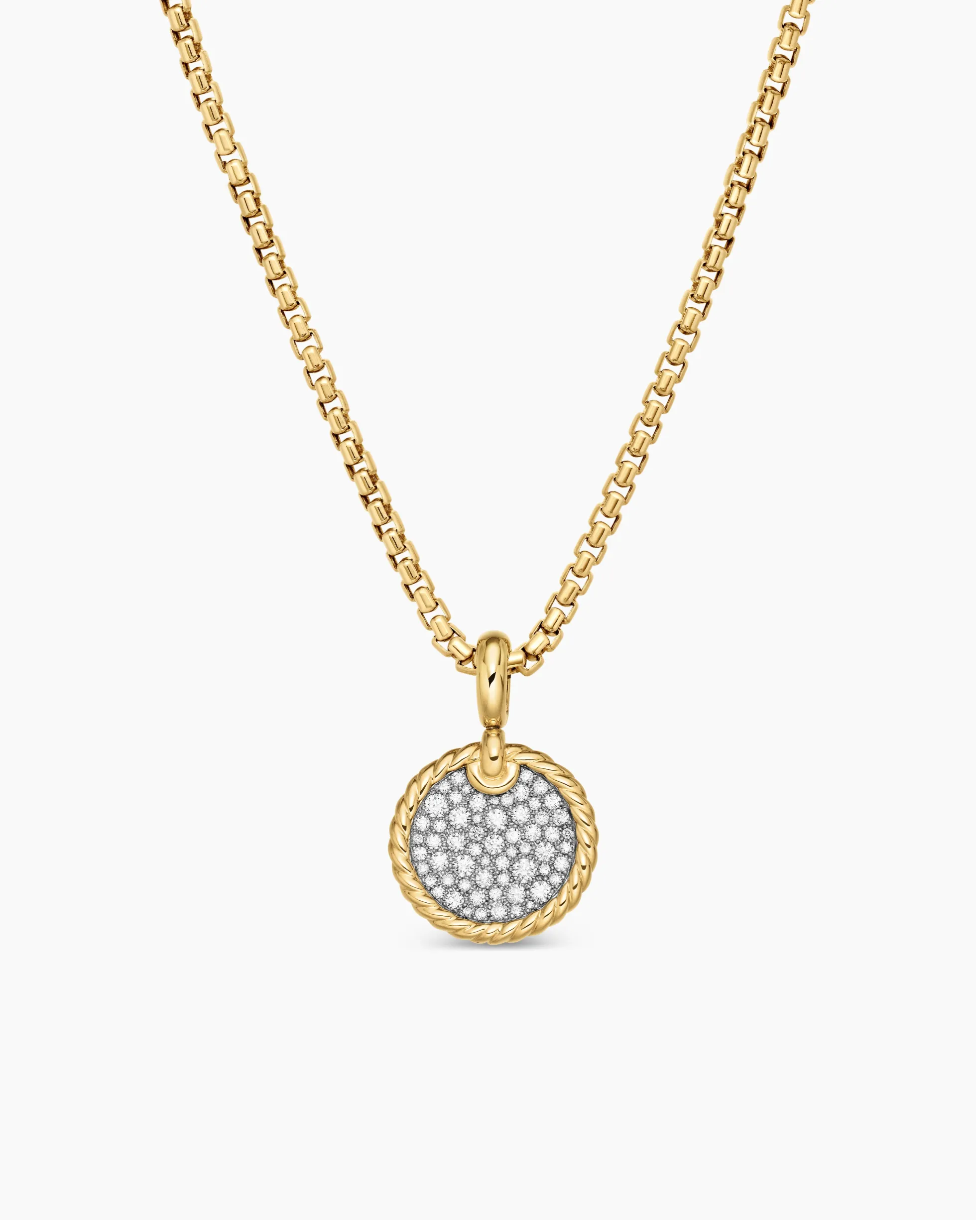 DY Elements® Disc Pendant 18K Yellow Gold with Diamonds, 14mm