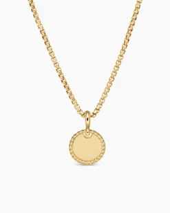 DY Elements® Disc Pendant 18K Yellow Gold with Diamonds, 14mm