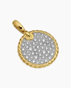 DY Elements® Disc Pendant 18K Yellow Gold with Diamonds, 21.2mm