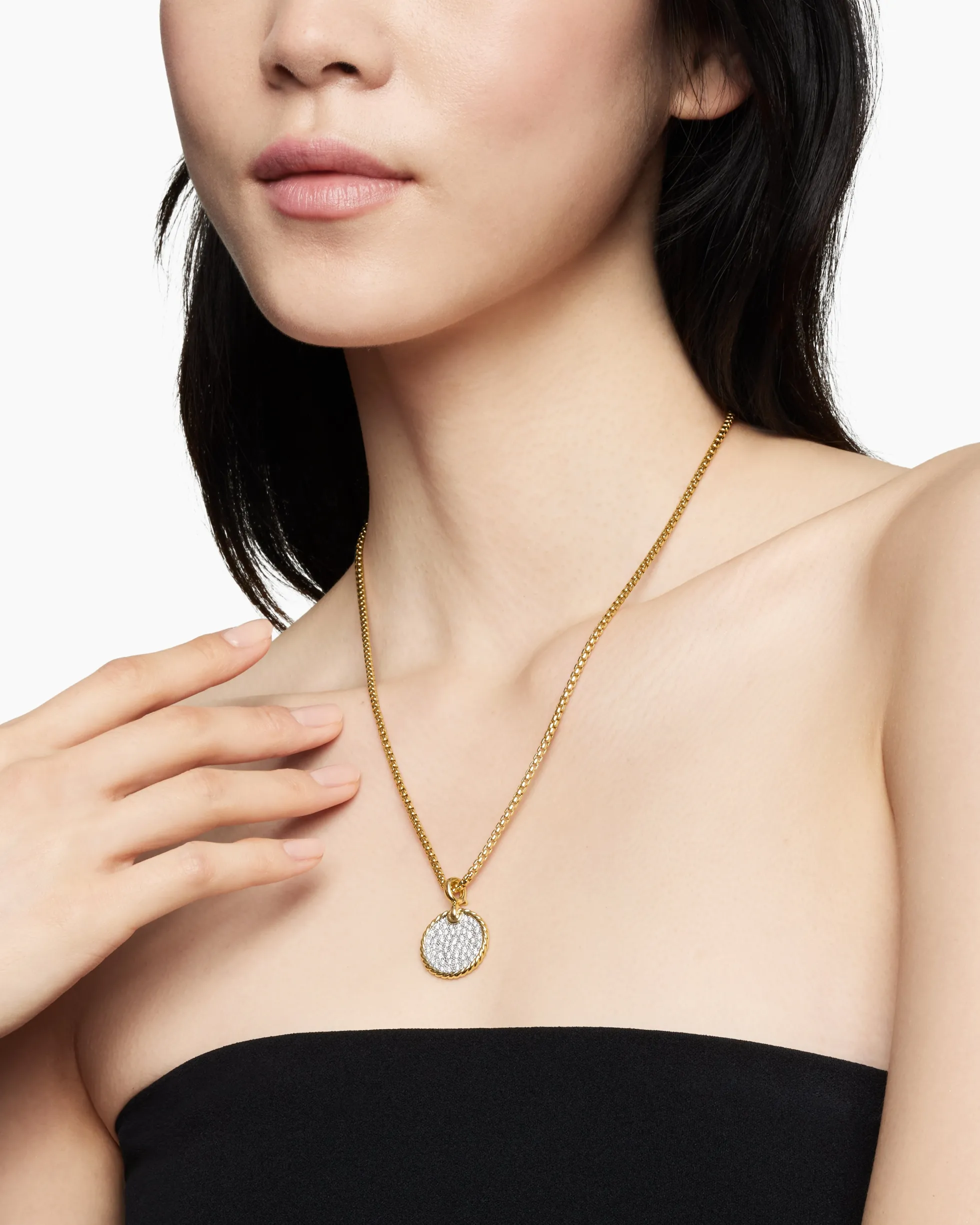 DY Elements® Disc Pendant 18K Yellow Gold with Diamonds, 21.2mm