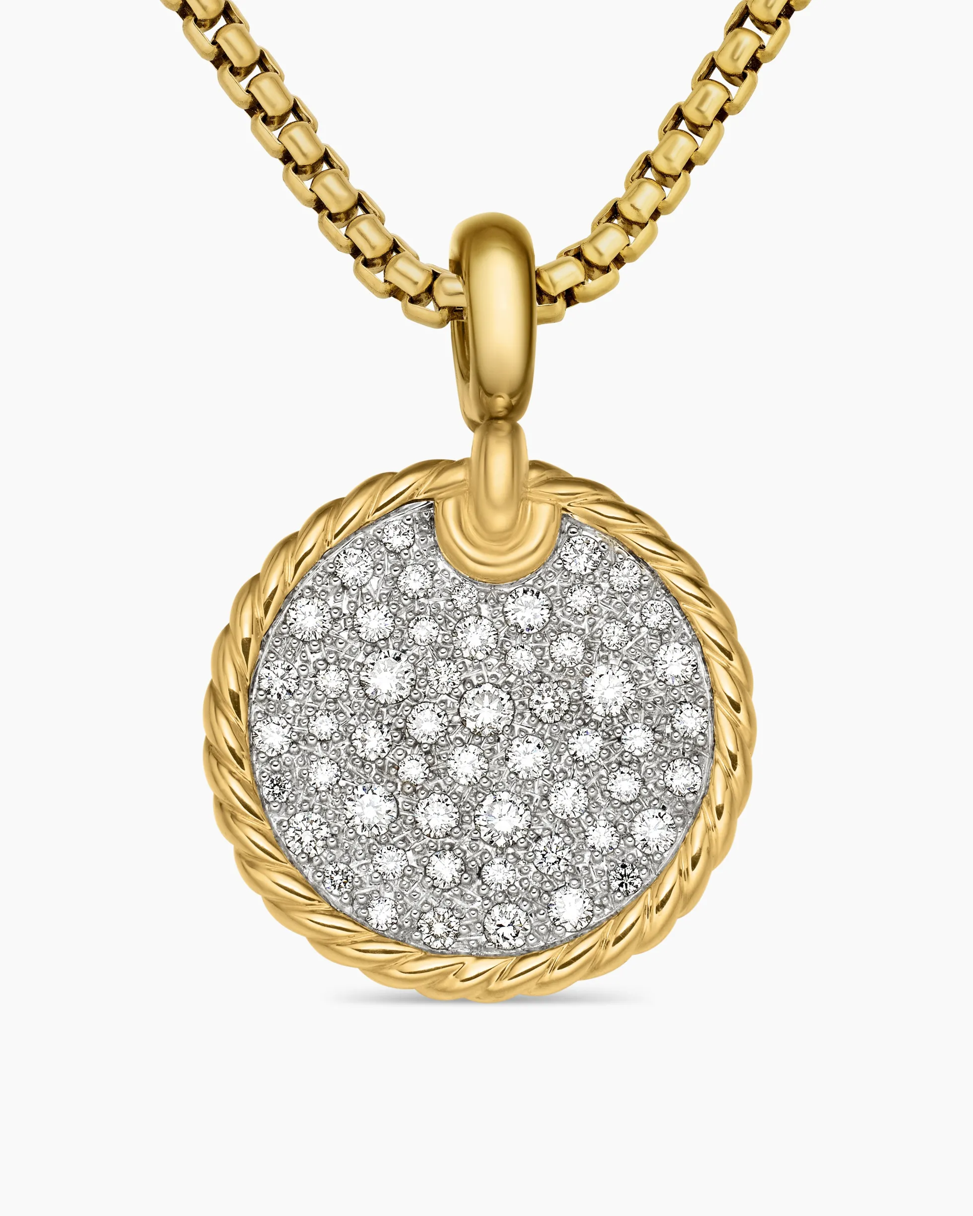 DY Elements® Disc Pendant 18K Yellow Gold with Diamonds, 21.2mm