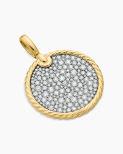 DY Elements® Disc Pendant 18K Yellow Gold with Diamonds, 24mm
