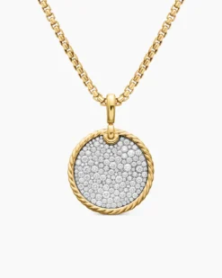 DY Elements® Disc Pendant 18K Yellow Gold with Diamonds, 24mm