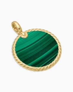 DY Elements® Disc Pendant 18K Yellow Gold with Malachite, 32mm