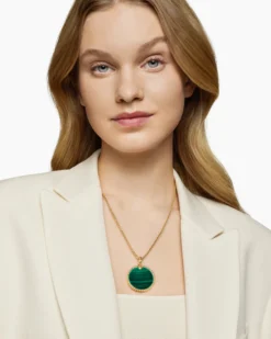 DY Elements® Disc Pendant 18K Yellow Gold with Malachite, 32mm