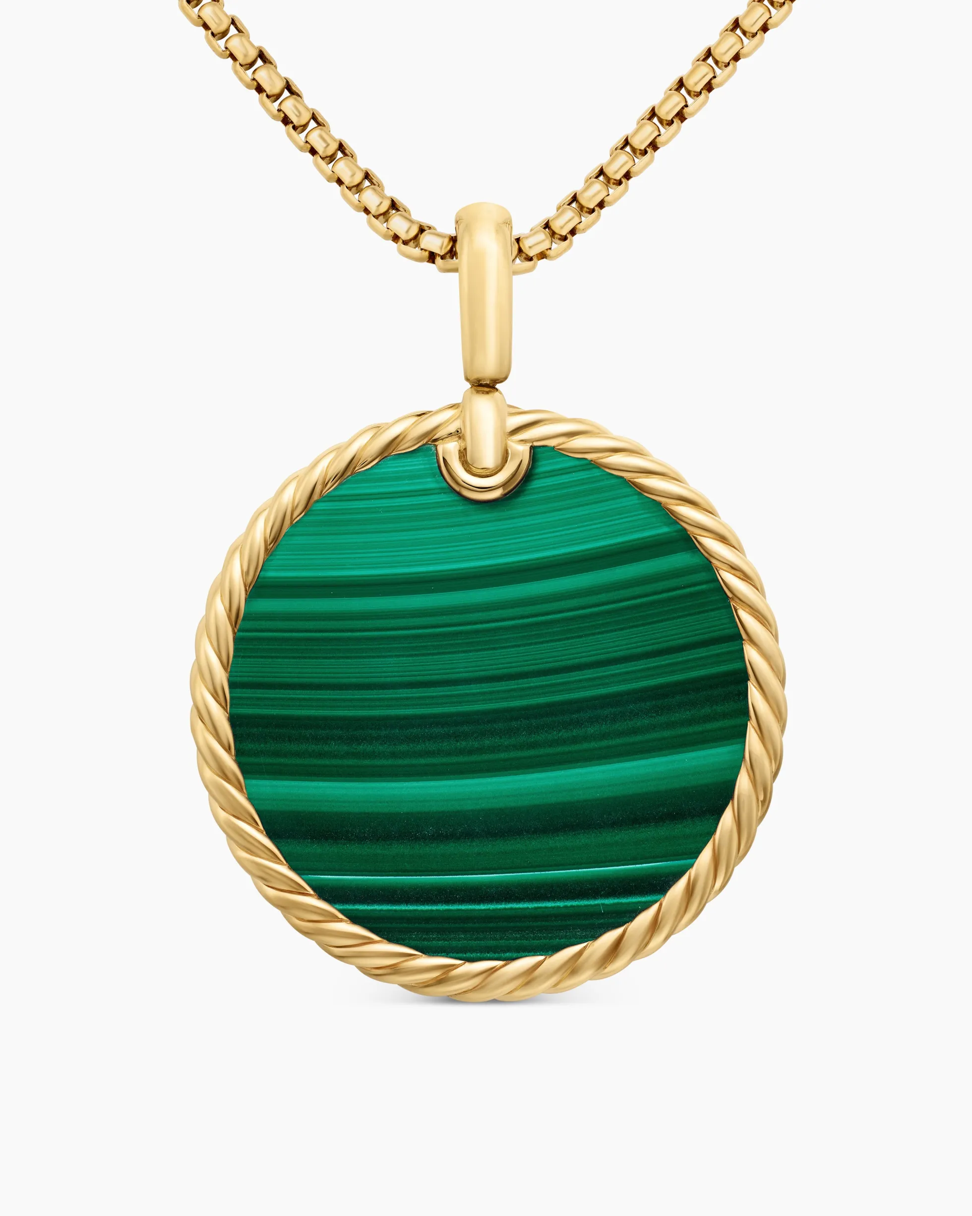 DY Elements® Disc Pendant 18K Yellow Gold with Malachite, 32mm