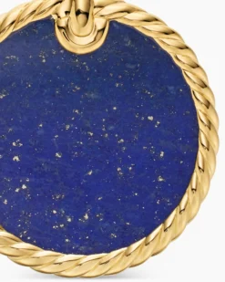 DY Elements® Disc Pendant 18K Yellow Gold with Lapis, 24mm