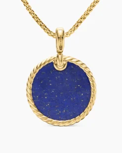 DY Elements® Disc Pendant 18K Yellow Gold with Lapis, 24mm