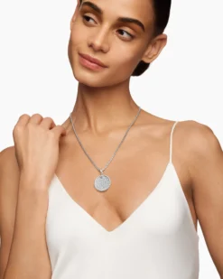DY Elements® Disc Pendant Sterling Silver with Diamonds, 24mm