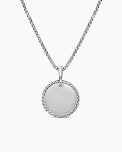 DY Elements® Disc Pendant Sterling Silver with Diamonds, 24mm