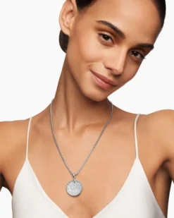 DY Elements® Disc Pendant Sterling Silver with Diamonds, 24mm