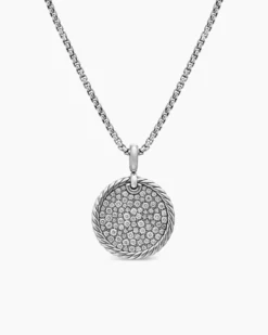 DY Elements® Disc Pendant Sterling Silver with Diamonds, 24mm