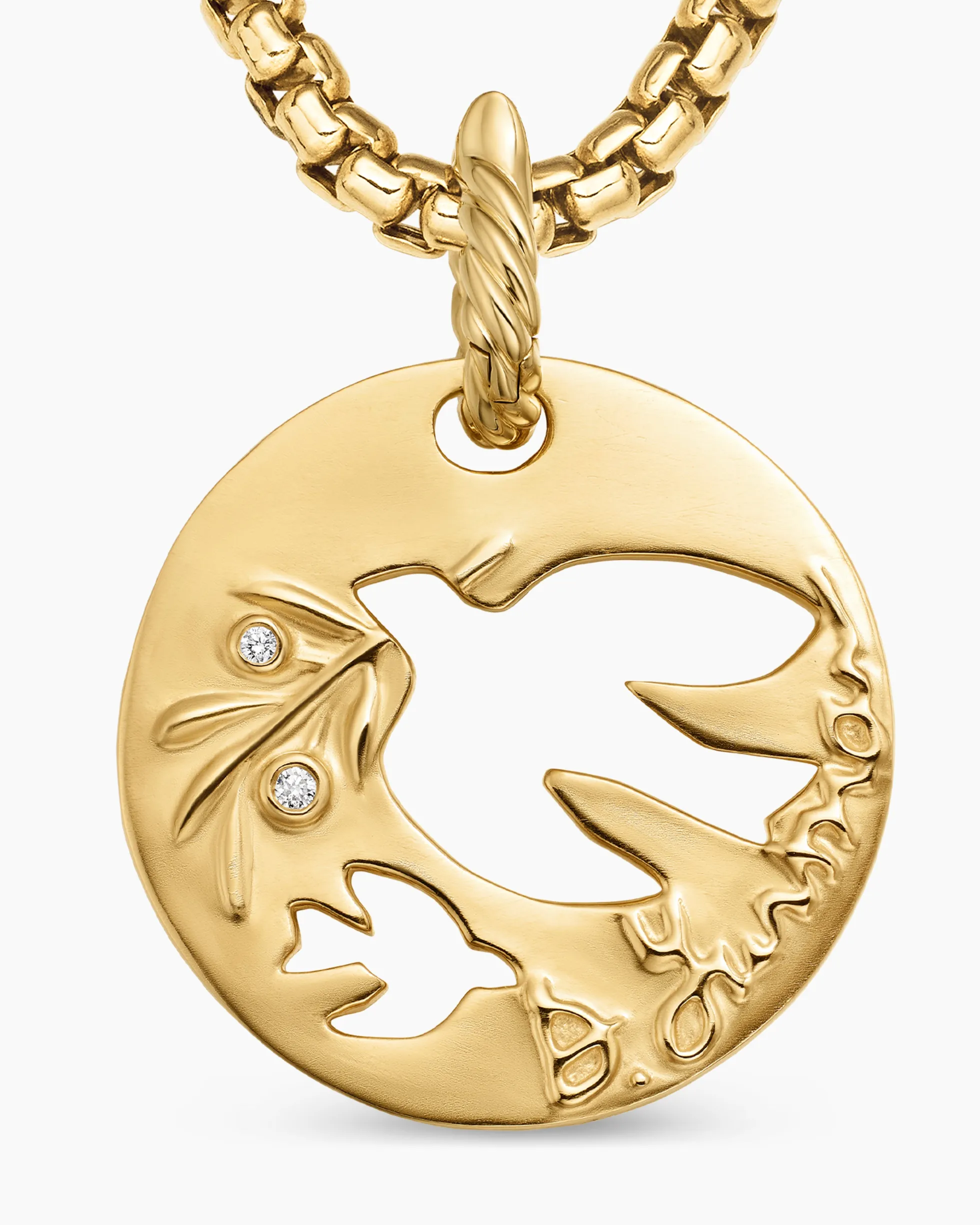 DY Elements® Dove Pendant 18K Yellow Gold with Diamonds, 22mm