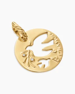 DY Elements® Dove Pendant 18K Yellow Gold with Diamonds, 22mm