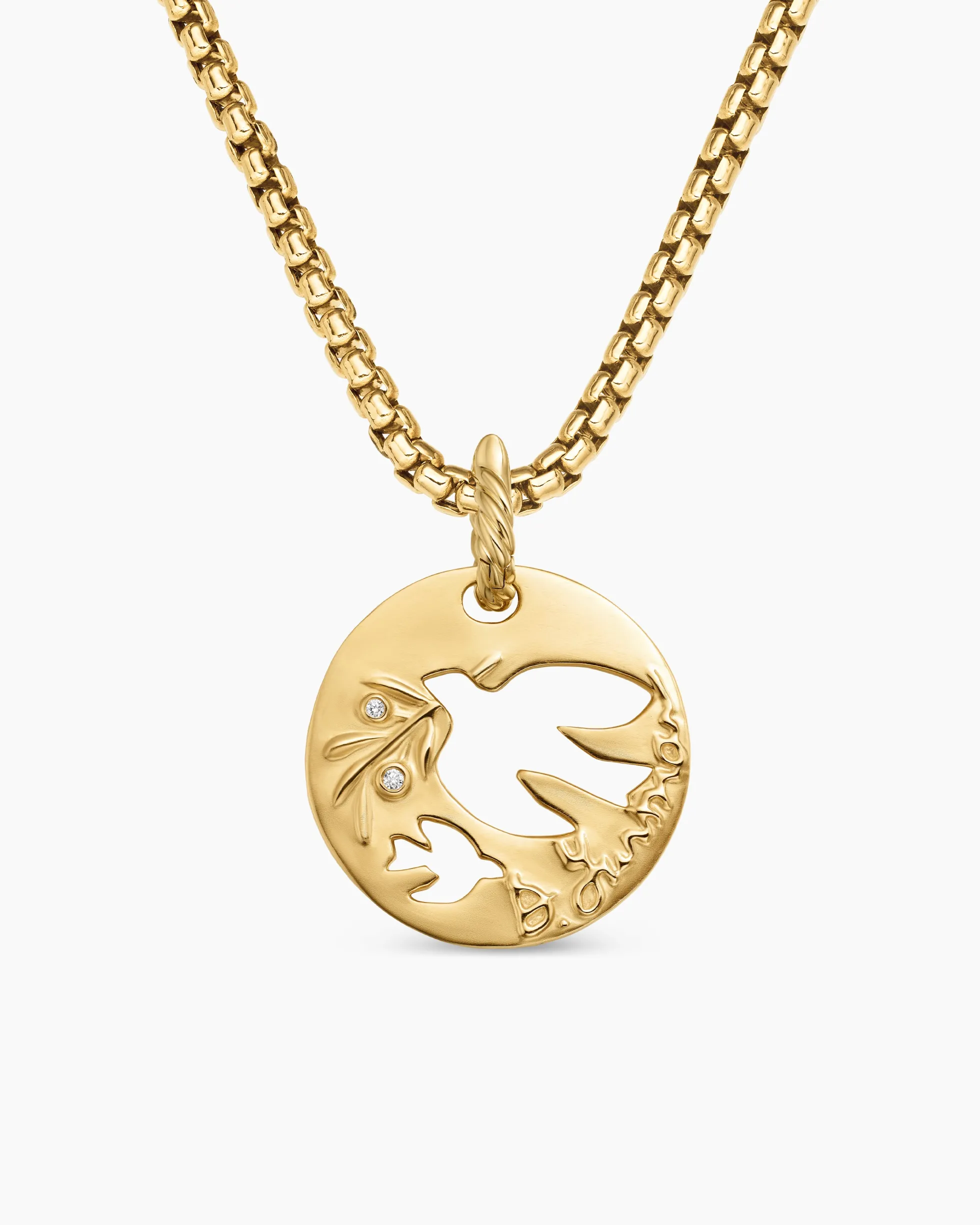 DY Elements® Dove Pendant 18K Yellow Gold with Diamonds, 22mm