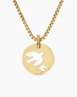 DY Elements® Dove Pendant 18K Yellow Gold with Diamonds, 22mm