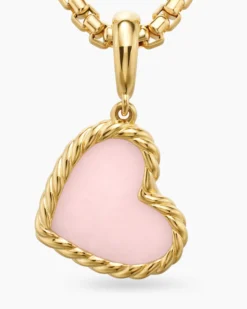 DY Elements® Heart Amulet 18K Yellow Gold with Pink Opal, 15.2mm