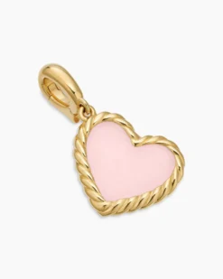 DY Elements® Heart Amulet 18K Yellow Gold with Pink Opal, 15.2mm