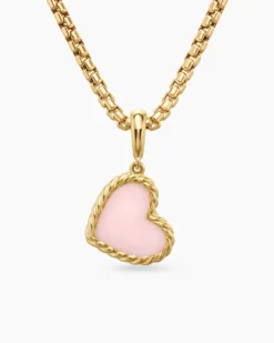 DY Elements® Heart Amulet 18K Yellow Gold with Pink Opal, 15.2mm