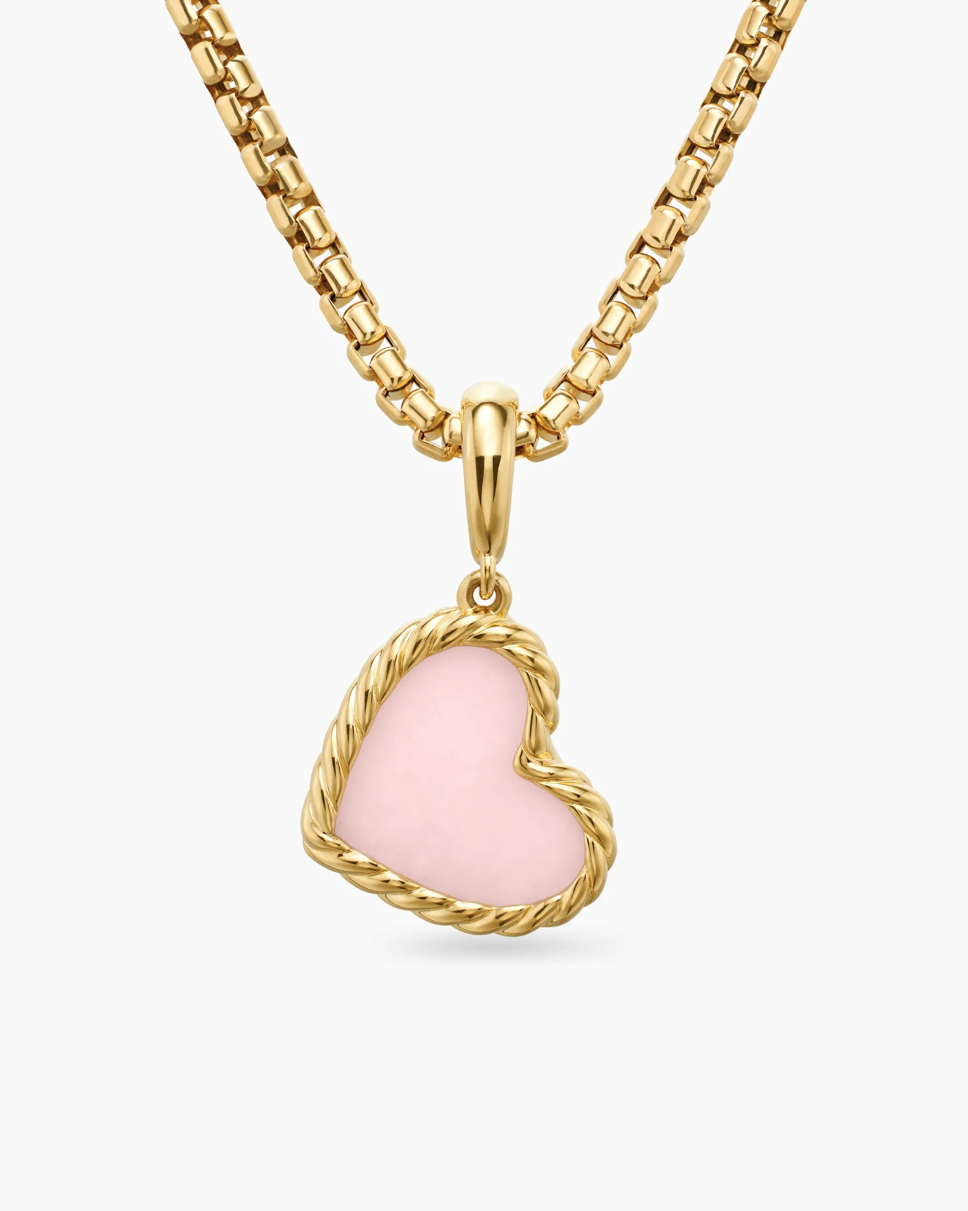 DY Elements® Heart Amulet 18K Yellow Gold with Pink Opal, 15.2mm