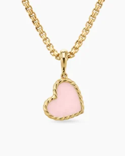 DY Elements® Heart Amulet 18K Yellow Gold with Pink Opal, 15.2mm