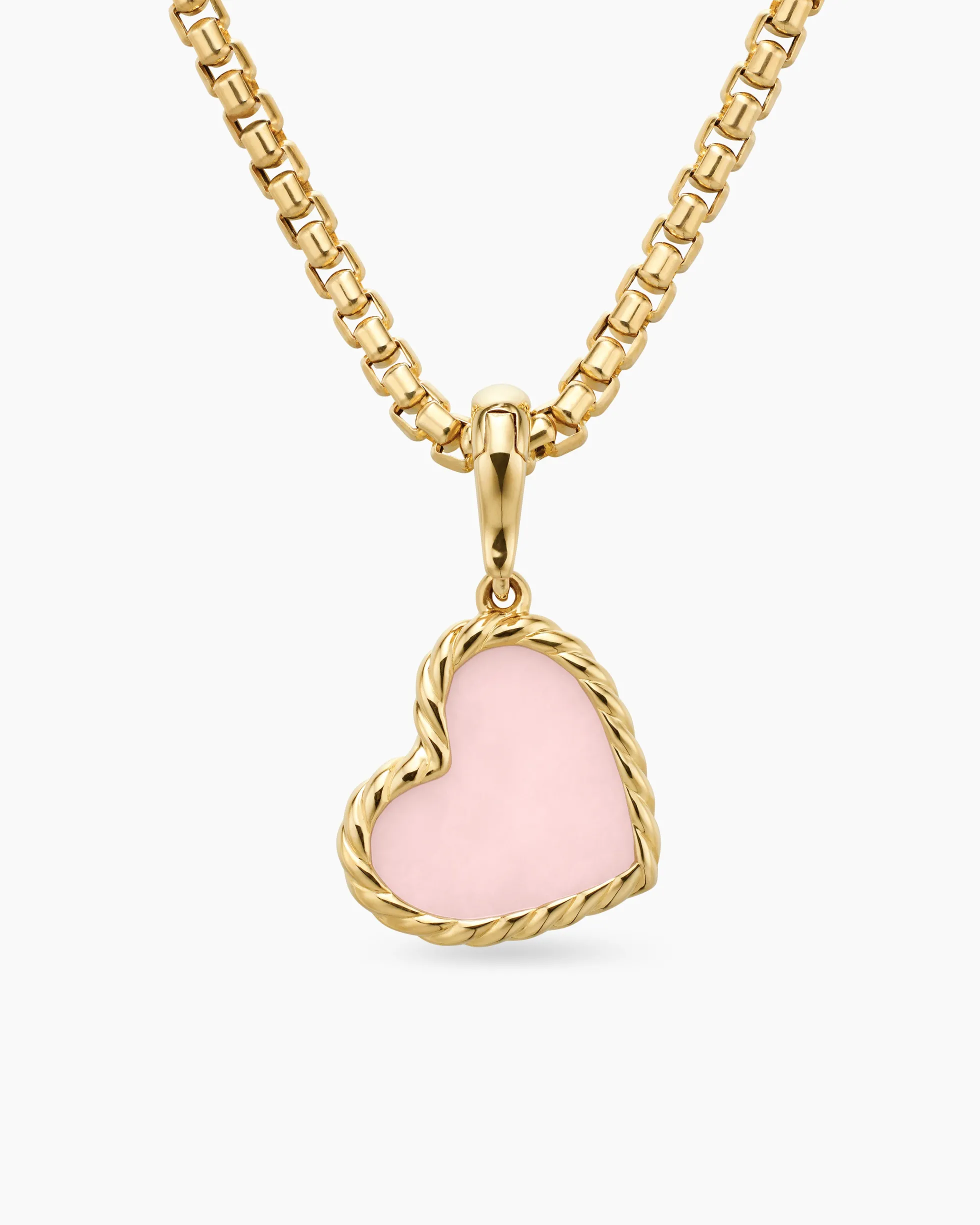 DY Elements® Heart Amulet 18K Yellow Gold with Pink Opal, 15.2mm