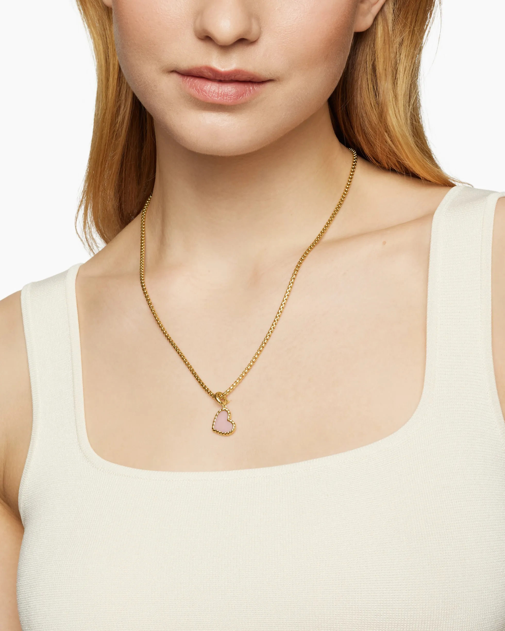 DY Elements® Heart Amulet 18K Yellow Gold with Pink Opal, 15.2mm