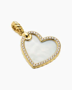 DY Elements® Heart Amulet 18K Yellow Gold with Mother of Pearl and Diamonds, 18.7mm