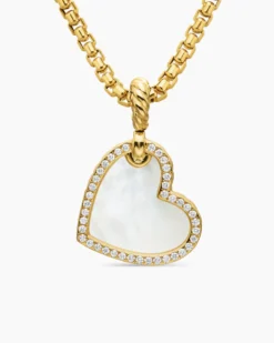 DY Elements® Heart Amulet 18K Yellow Gold with Mother of Pearl and Diamonds, 18.7mm