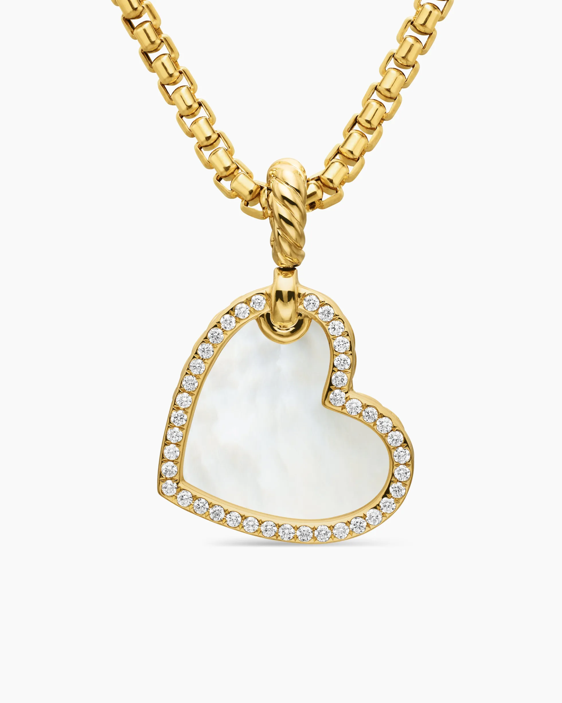 DY Elements® Heart Amulet 18K Yellow Gold with Mother of Pearl and Diamonds, 18.7mm