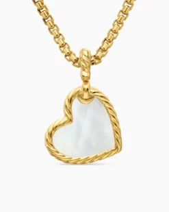DY Elements® Heart Amulet 18K Yellow Gold with Mother of Pearl and Diamonds, 18.7mm